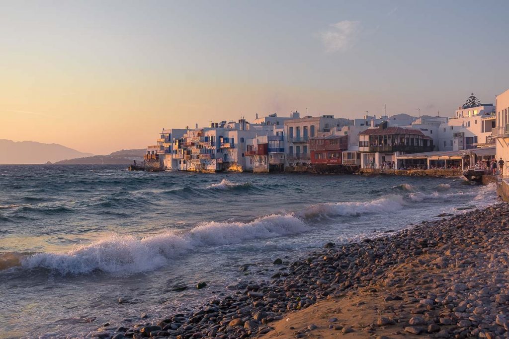 This is Little Venice in Mykonos at sunset. We believe that this is the most iconic spot on the island. This is why we chose this photo to be the featured image of our article: The Best 3 Days in Mykonos Itinerary for Non Party-goers.