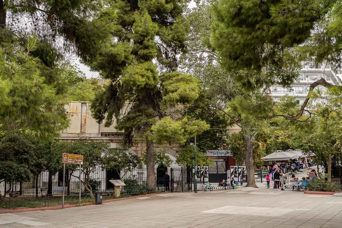 This image shows Dexameni Square and Hadrian's Aqueduct in Kolonaki.