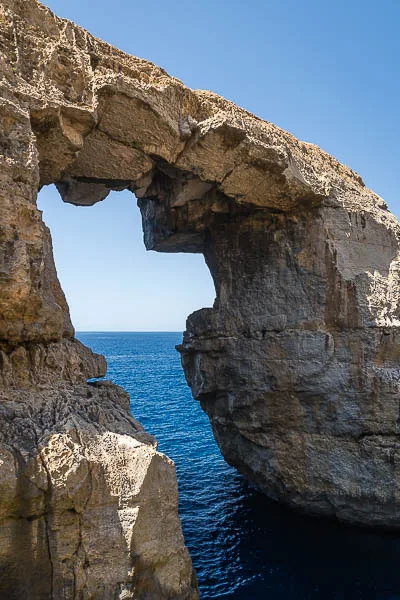 View of the stone arch in Wied il Mielah.