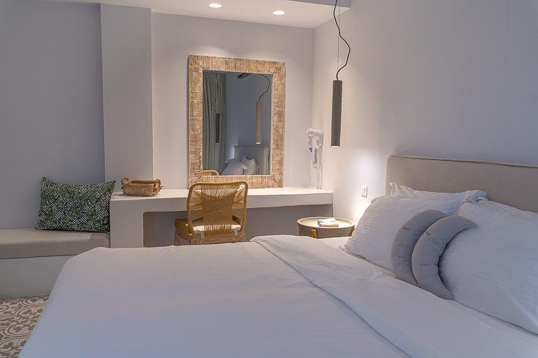 This image shows a room of Adonis Hotel in Paros.