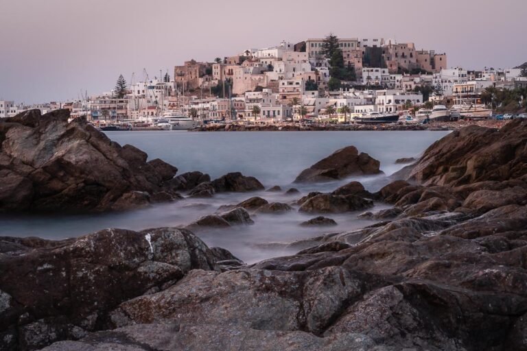 This image shows the view of Chora and the Castle and it's the feature image of our article: What To Do in Naxos – 35 Things To Do & Guide