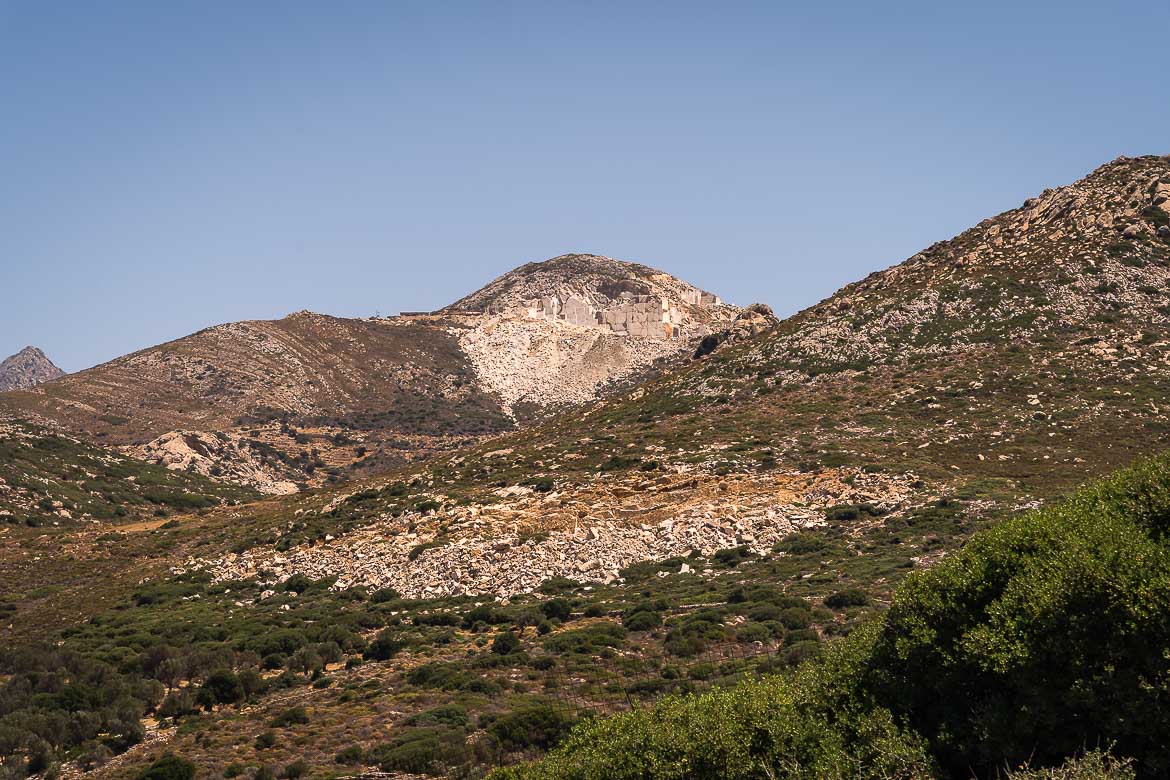 This image shows the modern marble quarries from a distance.