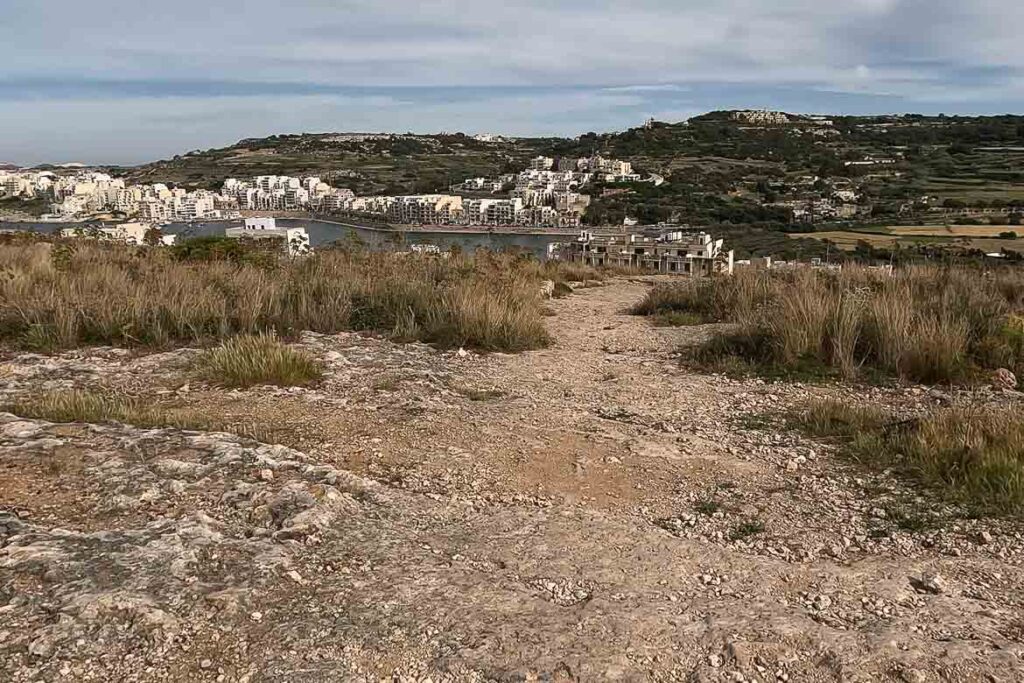 Xemxija Heritage Trail: Walk on an Ancient Roman Road This is the view of Xemxija Bay from the flat part of the hill.
